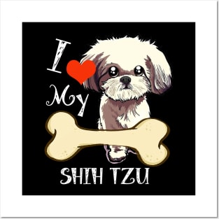 Shih Tzu T-Shirt - I Love My Shih Tzu Posters and Art